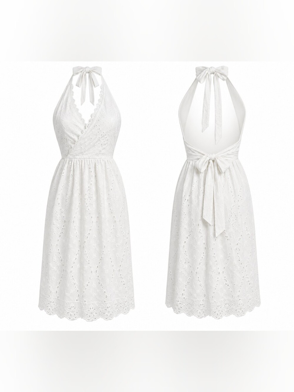 NWT Wild Fable White Eyelet Halter Midi Dress Open Back Cottagecore M Bridal